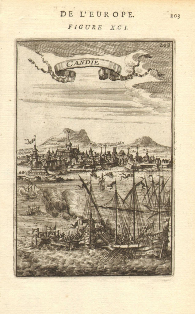 CANDIA (CRETE). View of Chania. Many churches converted to mosques. MALLET 1683